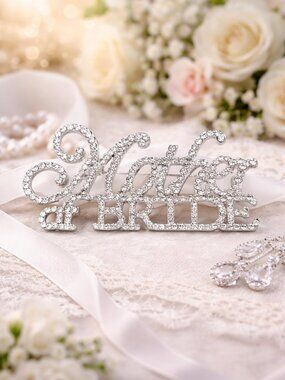 Mother of the Bride Silver Rhinestone Brooch Pin